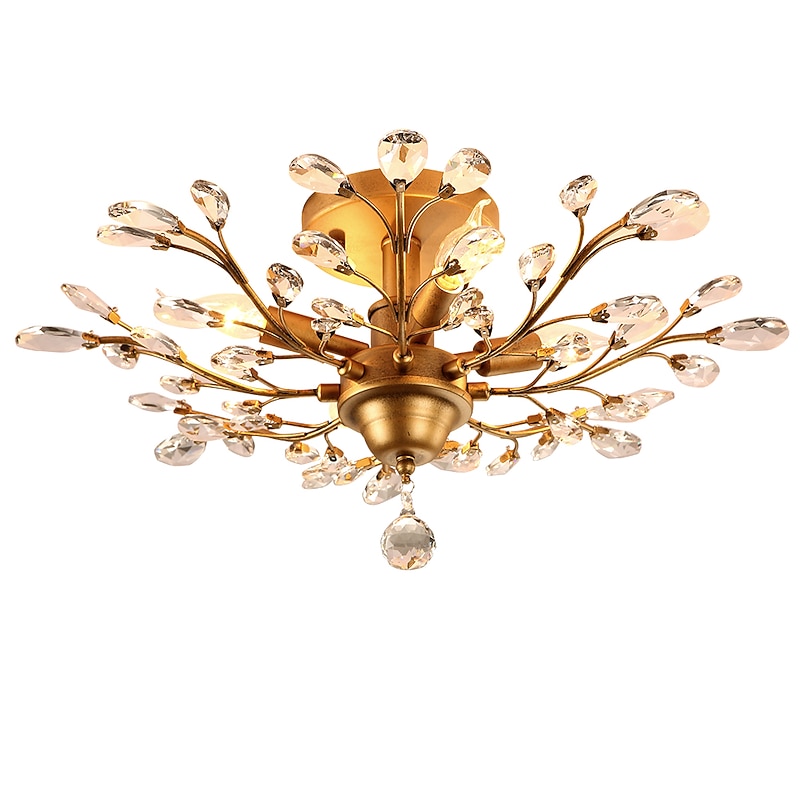 62 cm Chandelier Cluster Design Ceiling Light LED Flush Mount Lights Metal Antique Brass Elegant & Luxurious 110-120V 220-240V CE Certified Flower Design4