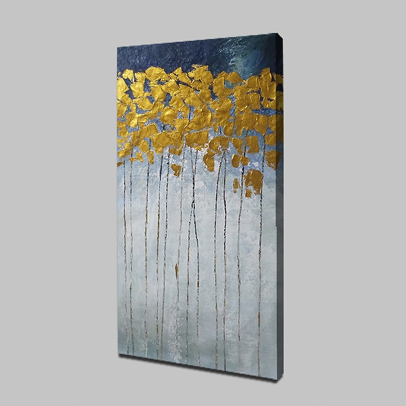 Oil Painting Handmade Hand Painted Wall Art Abstract Gold Plant Floral Home Decoration Décor Rolled Canvas No Frame Unstretched3