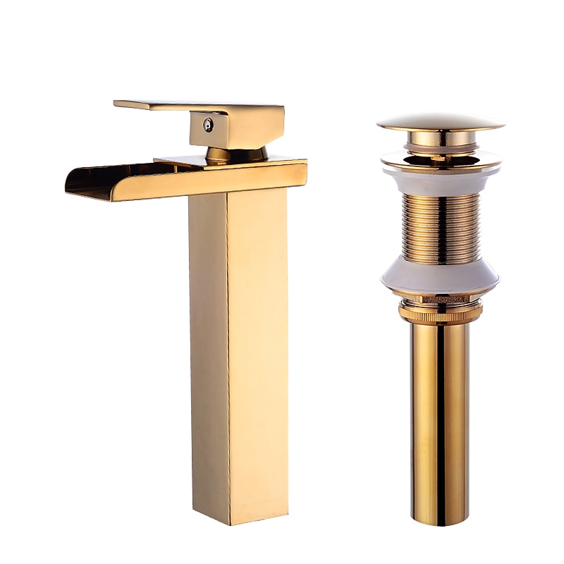 Faucet Set - Waterfall Gold Centerset Single Handle One HoleBath Taps2
