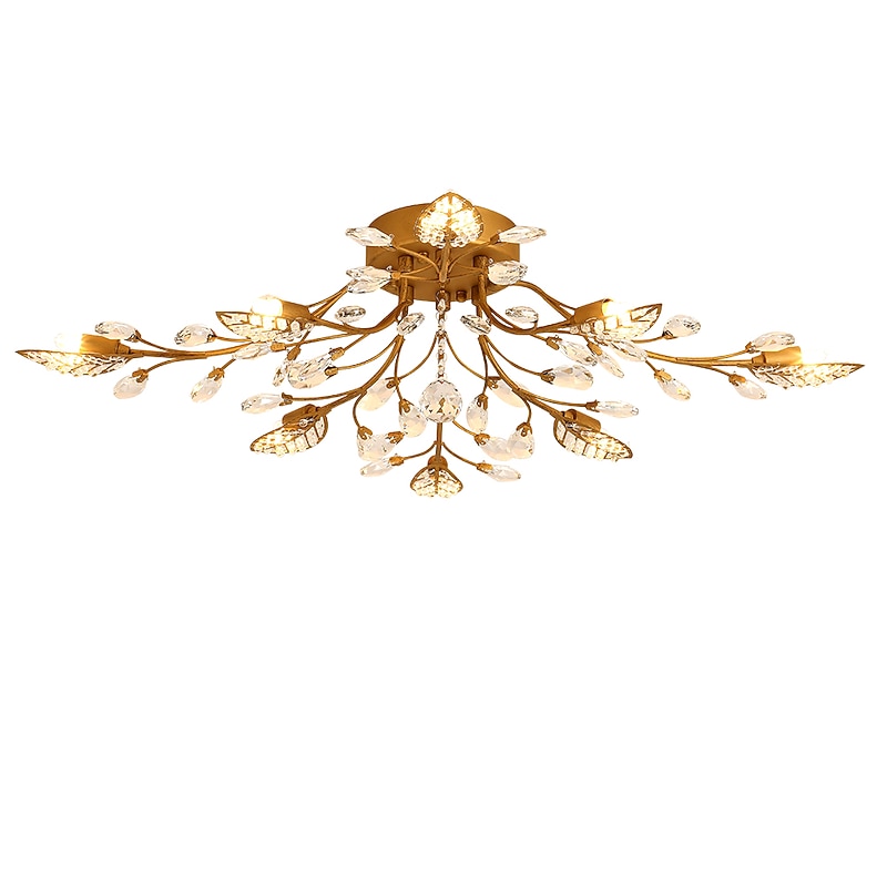 8-Light 80 cm Ceiling Light LED Crystal Flush Mount Lights Metal Painted Finishes Chic & Modern Artistic 200-240V / 110-120V / G9 Flower Design3