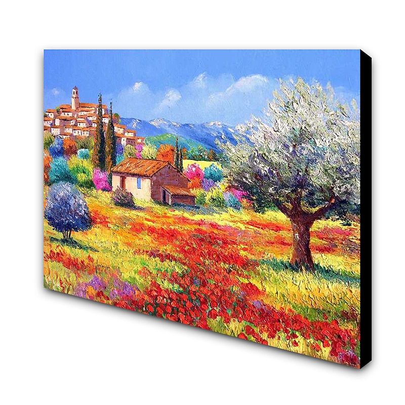 Oil Painting Hand Painted Horizontal Landscape Mediterranean Rolled Canvas (No Frame)3