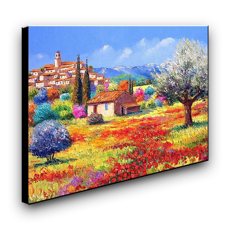 Oil Painting Hand Painted Horizontal Landscape Mediterranean Rolled Canvas (No Frame)2