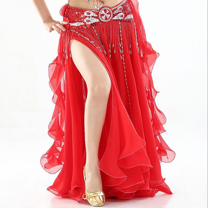 Belly Dance Skirts Sequin Women's Performance High Chiffon2