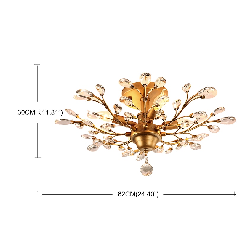 62 cm Chandelier Cluster Design Ceiling Light LED Flush Mount Lights Metal Antique Brass Elegant & Luxurious 110-120V 220-240V CE Certified Flower Design3
