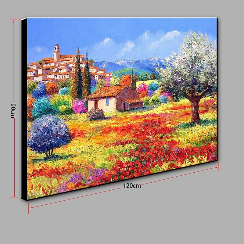 Oil Painting Hand Painted Horizontal Landscape Mediterranean Rolled Canvas (No Frame)4