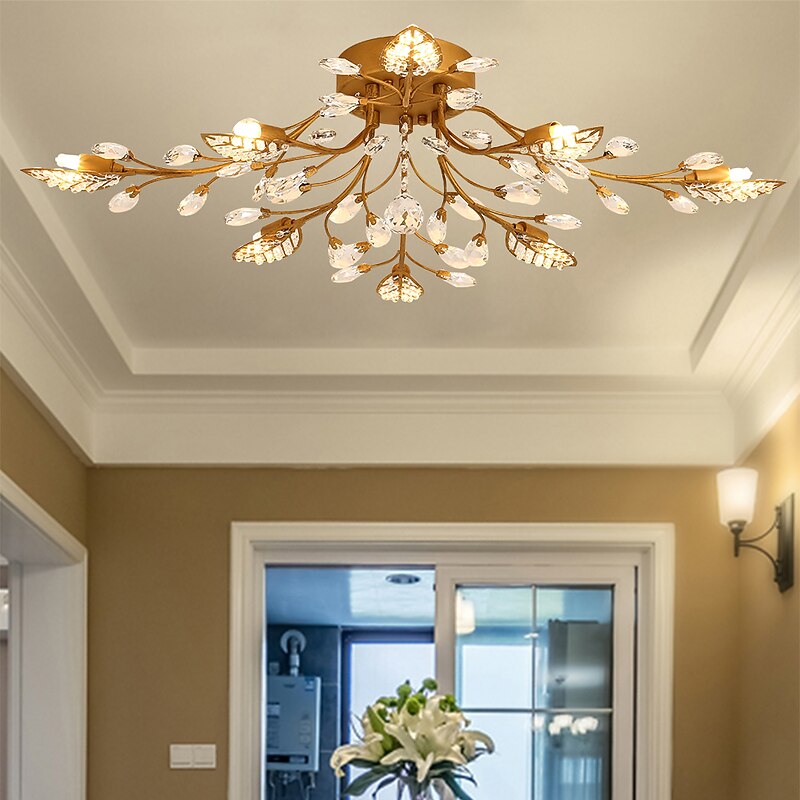 8-Light 80 cm Ceiling Light LED Crystal Flush Mount Lights Metal Painted Finishes Chic & Modern Artistic 200-240V / 110-120V / G9 Flower Design2