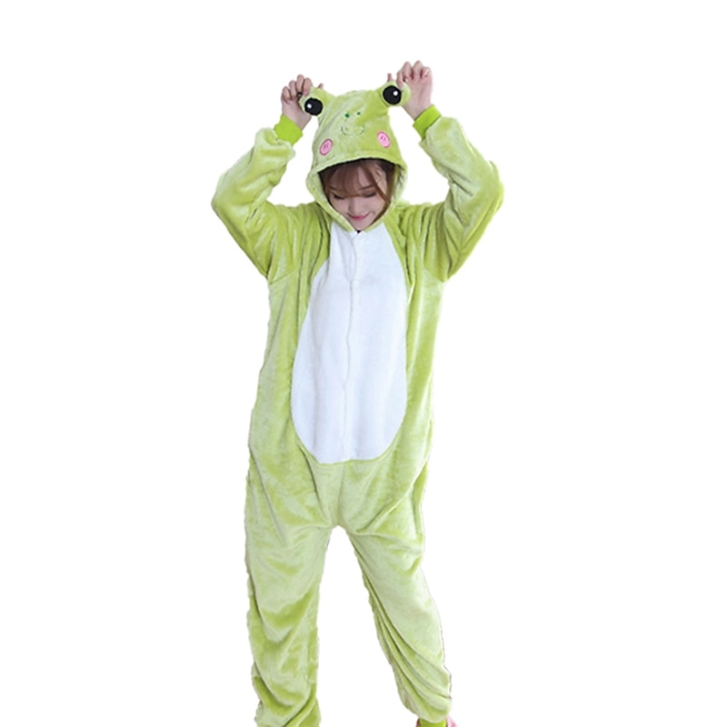 Adults' Embroidered Fashion Onesie Costume Frog Onesie Pajamas Kigurumi Pajamas For Men and Women Christmas Carnival Children's Day Cartoon