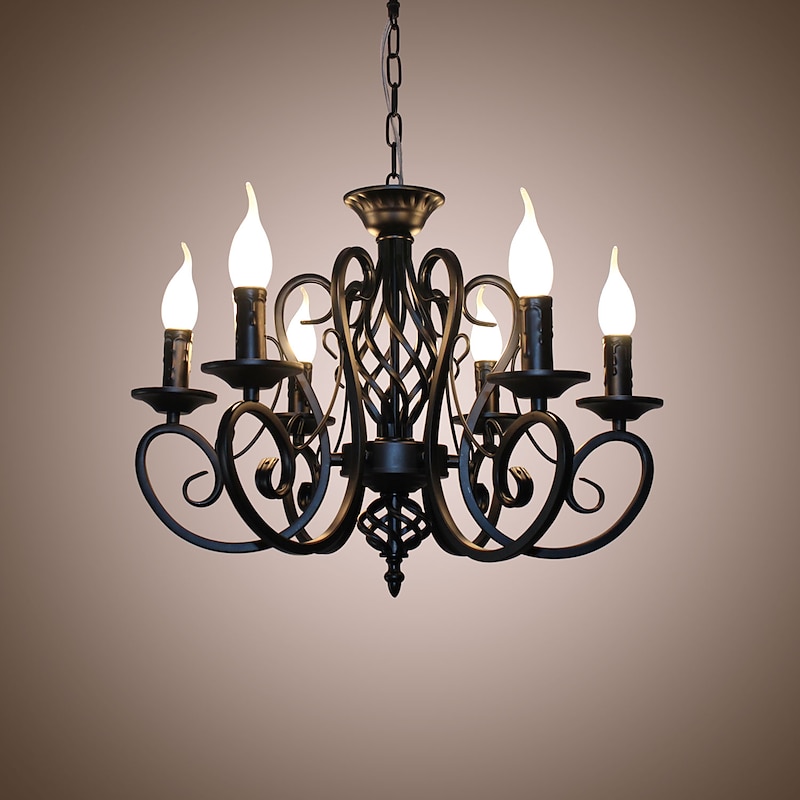 6-Light 53 cm Candle Style Chandelier Metal Painted Finishes Traditional / Classic 110-120V 220-240V3
