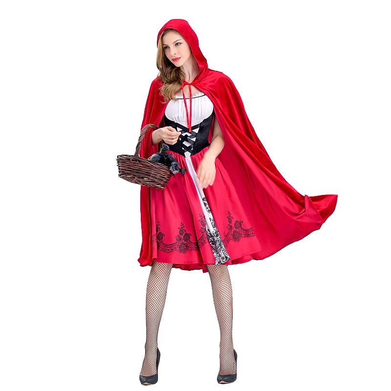 Little Red Riding Hood Halloween Dress Cape Cosplay Costume Carnival Costume Vacation Dress Adults' Women's Female Christmas Halloween Carnival Easy Halloween Costumes Dress Up3