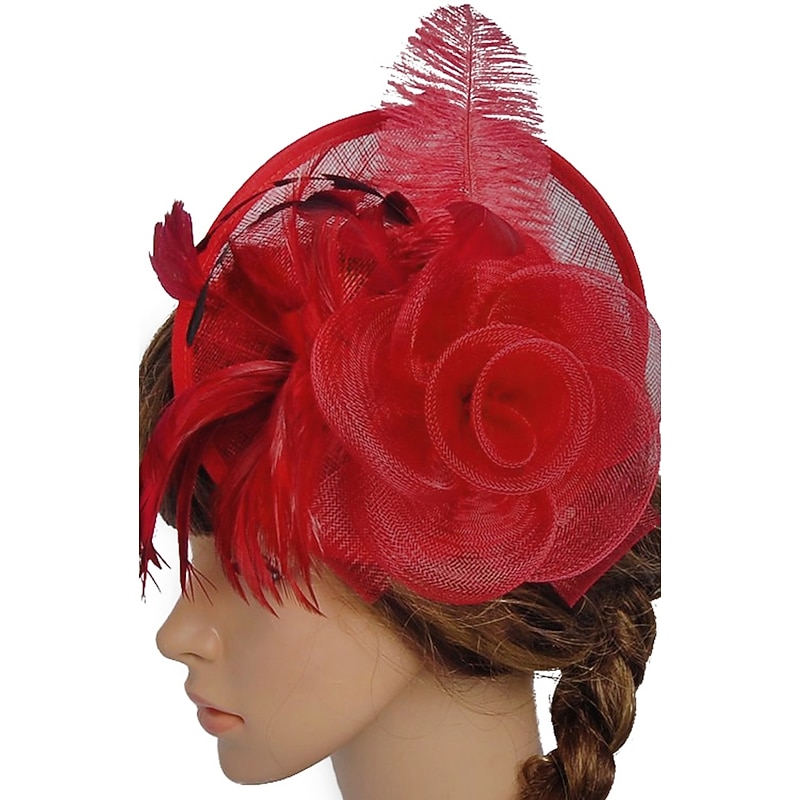 Feather / Net Fascinators Kentucky Derby Hat / Flowers / Headwear with Floral 1PC Special Occasion / Horse Race / Ladies Day Headpiece4