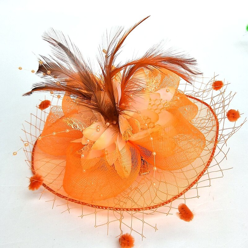 Feather / Net Fascinators Kentucky Derby Hat / Flowers / Hats with Feathers / Fur / Floral 1PC Wedding / Special Occasion / Ladies Day Headpiece4