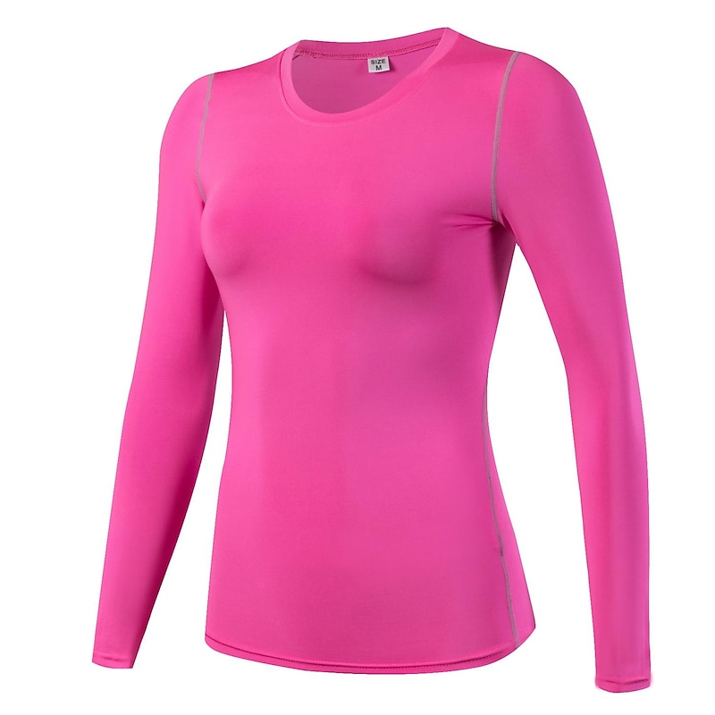 Women's Compression Shirt Base Layer Cut Out Stripe Long Sleeve Sweatshirt Athletic Winter Lightweight Yoga Fitness Gym Workout Sportswear Activewear Solid Colored Light Red Fuchsia Fruit Green4