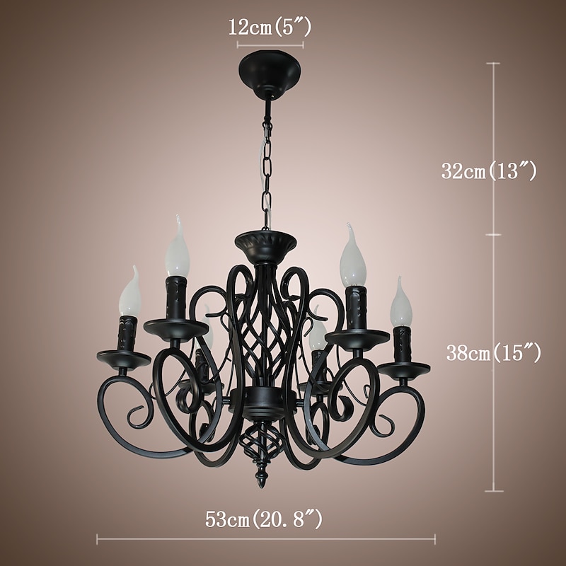 6-Light 53 cm Candle Style Chandelier Metal Painted Finishes Traditional / Classic 110-120V 220-240V4
