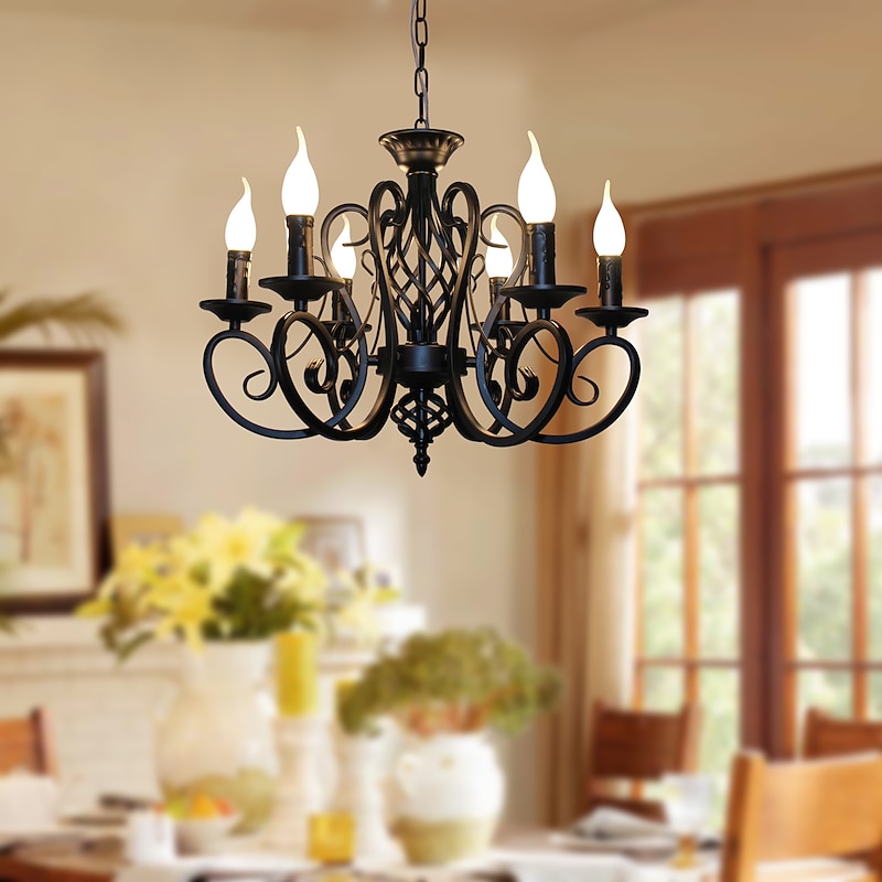 6-Light 53 cm Candle Style Chandelier Metal Painted Finishes Traditional / Classic 110-120V 220-240V