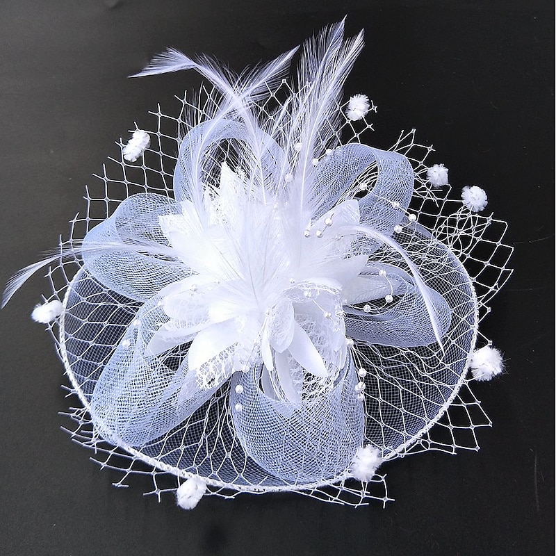 Feather / Net Fascinators Kentucky Derby Hat / Flowers / Hats with Feathers / Fur / Floral 1PC Wedding / Special Occasion / Ladies Day Headpiece2
