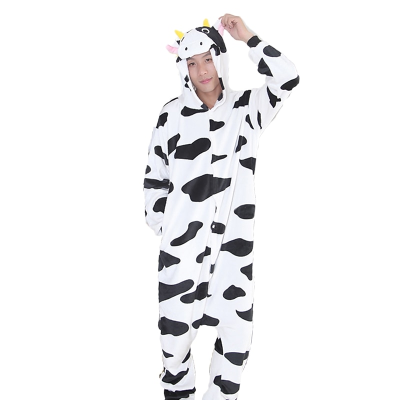 Adults' Embroidered Fashion Onesie Costume Carnival Costume Milk Cow Onesie Pajamas Kigurumi Pajamas For Men and Women Christmas Carnival Children's Day Cartoon