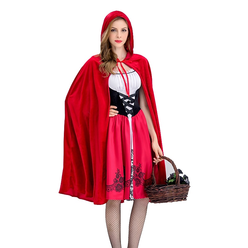 Little Red Riding Hood Halloween Dress Cape Cosplay Costume Carnival Costume Vacation Dress Adults' Women's Female Christmas Halloween Carnival Easy Halloween Costumes Dress Up2
