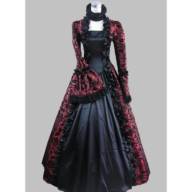 Dress Lace Rococo Victorian Floor Length Dress Party Costume Masquerade Plus Size Customized Marie Antoinette Lace Ball Gown Fancy Dress Women's Party Prom Carnival of Venice Dress