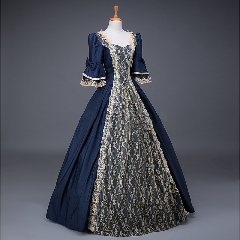 Plus Size Rococo Victorian Dress Cosplay Costume Masquerade Plus Size Normal Customized Cinderella Queen Victoria Lace Lace Print Ball Gown Fancy Dress Women's Royal Christmas Halloween Carnival2