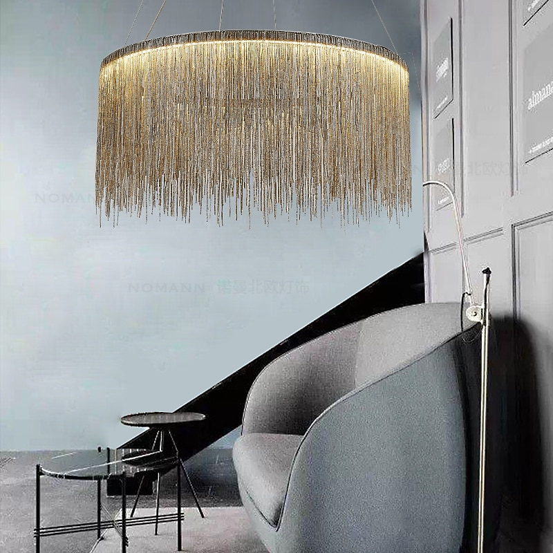 1-Light 50 cm LED Pendant Light Designers Chandelier Gold Luxury Metal Drum Chrome Modern Contemporary 110-120V 220-240V