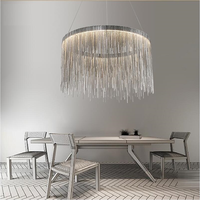 1-Light 50 cm LED Pendant Light Designers Chandelier Gold Luxury Metal Drum Chrome Modern Contemporary 110-120V 220-240V3