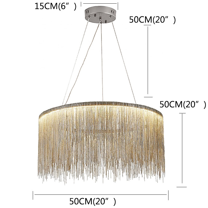 1-Light 50 cm LED Pendant Light Designers Chandelier Gold Luxury Metal Drum Chrome Modern Contemporary 110-120V 220-240V4