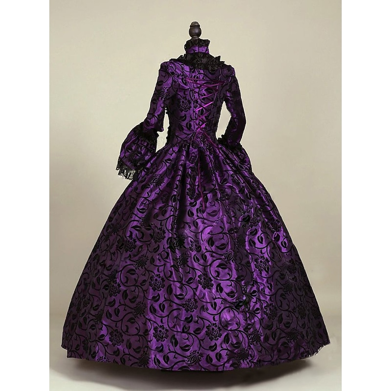 Dress Lace Rococo Victorian Floor Length Dress Party Costume Masquerade Plus Size Customized Marie Antoinette Lace Ball Gown Fancy Dress Women's Party Prom Carnival of Venice Dress2