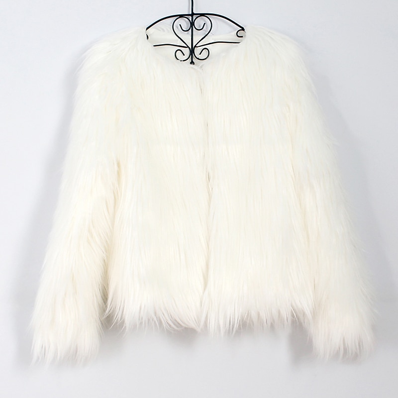 Pink Faux Fur Wraps Women's Wrap Winter Shrug Keep Warm Coats / Jackets Long Sleeve Faux Fur Fall Wedding Guest Wraps With Pure Color For Party Wedding2