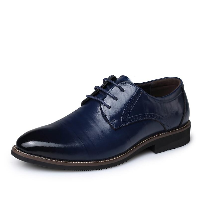 Men's Oxfords Derby Shoes Dress Shoes Business Classic Daily Office & Career Party & Evening Leather Cowhide Wear Proof Lace-up Black Yellow Blue Spring Fall2