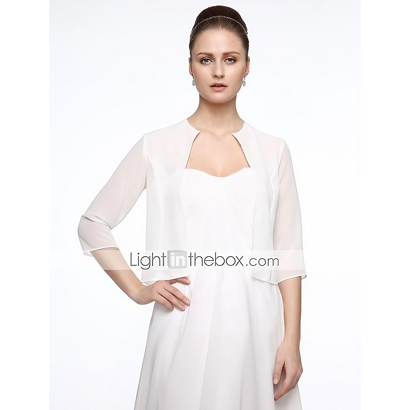 Half Sleeve Coats / Jackets Chiffon / Polyester Wedding / Party / Evening Women's Wrap With Embroidery
