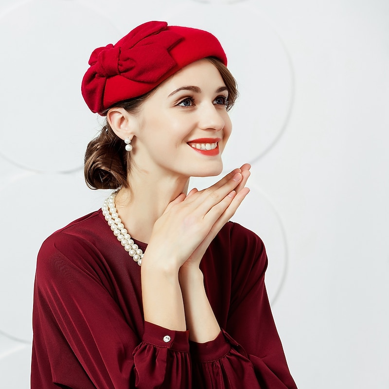 Wool Kentucky Derby Hat / Hats / Headwear with Floral 1pc Wedding / Special Occasion / Party / Evening Headpiece3