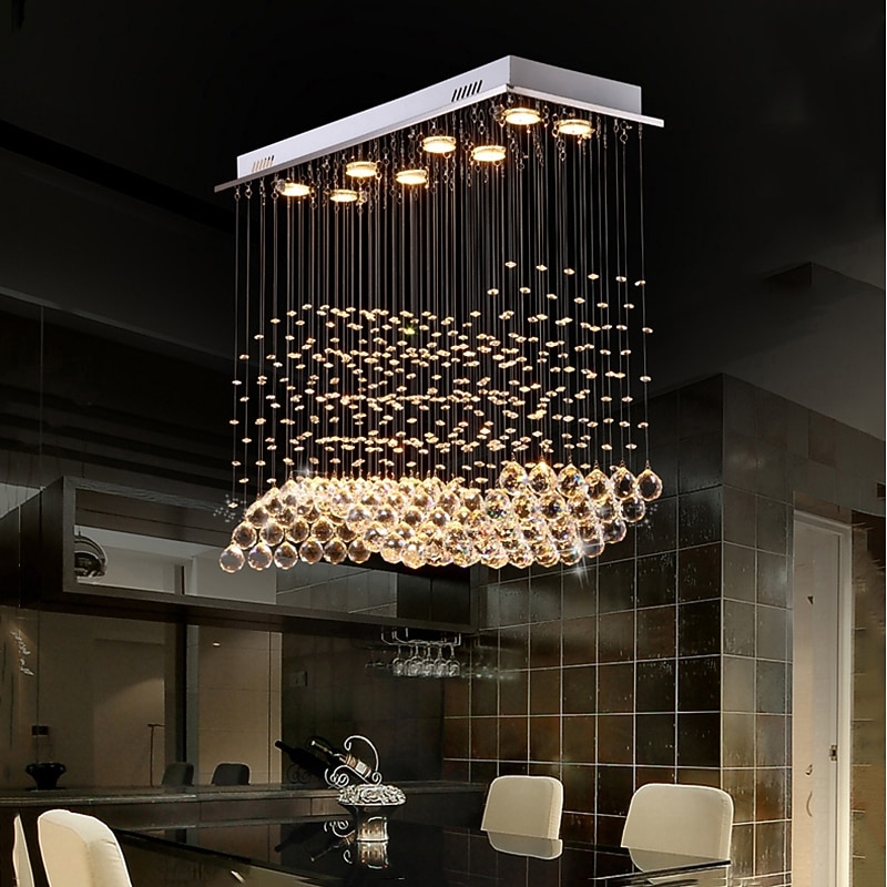 8-Light 80 cm Crystal Bulb Included Designers Chandelier Metal Crystal Electroplated Chic & Modern 110-120V 220-240V GU104