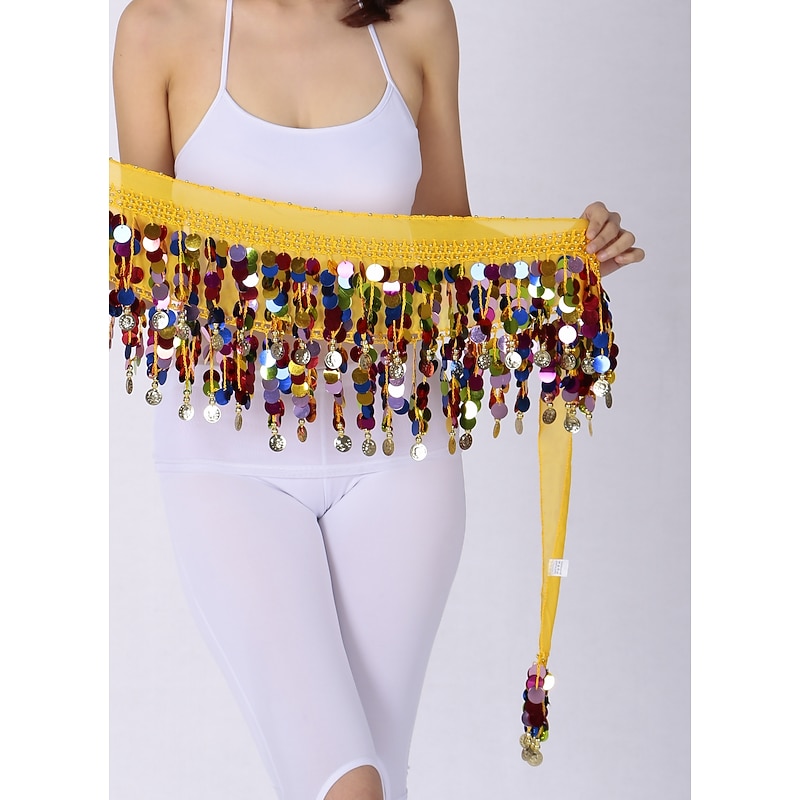Belly Dance Hip Scarves Women's Performance Chiffon Paillette Hip Scarf3