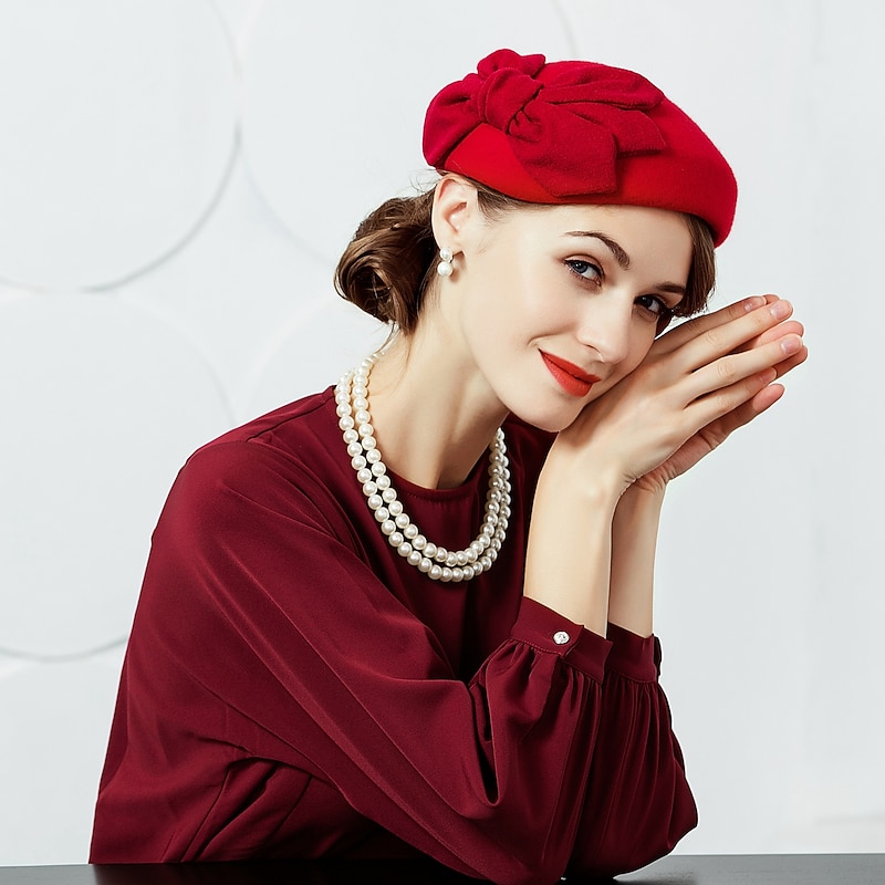 Wool Kentucky Derby Hat / Hats / Headwear with Floral 1pc Wedding / Special Occasion / Party / Evening Headpiece2