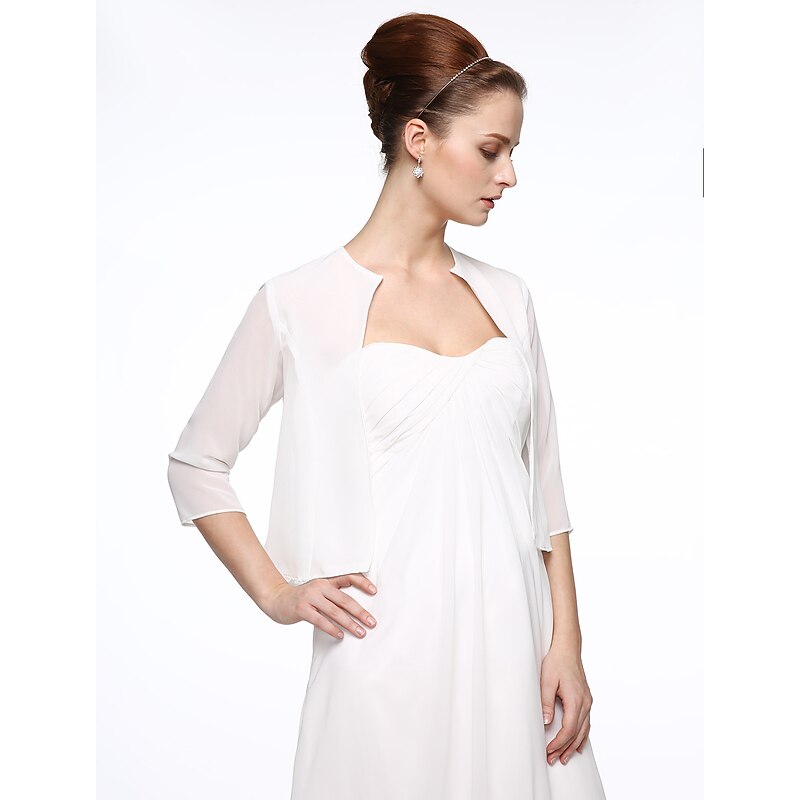 Half Sleeve Coats / Jackets Chiffon / Polyester Wedding / Party / Evening Women's Wrap With Embroidery3
