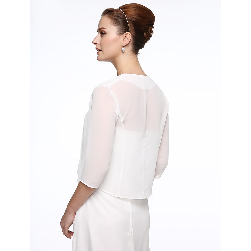 Half Sleeve Coats / Jackets Chiffon / Polyester Wedding / Party / Evening Women's Wrap With Embroidery2
