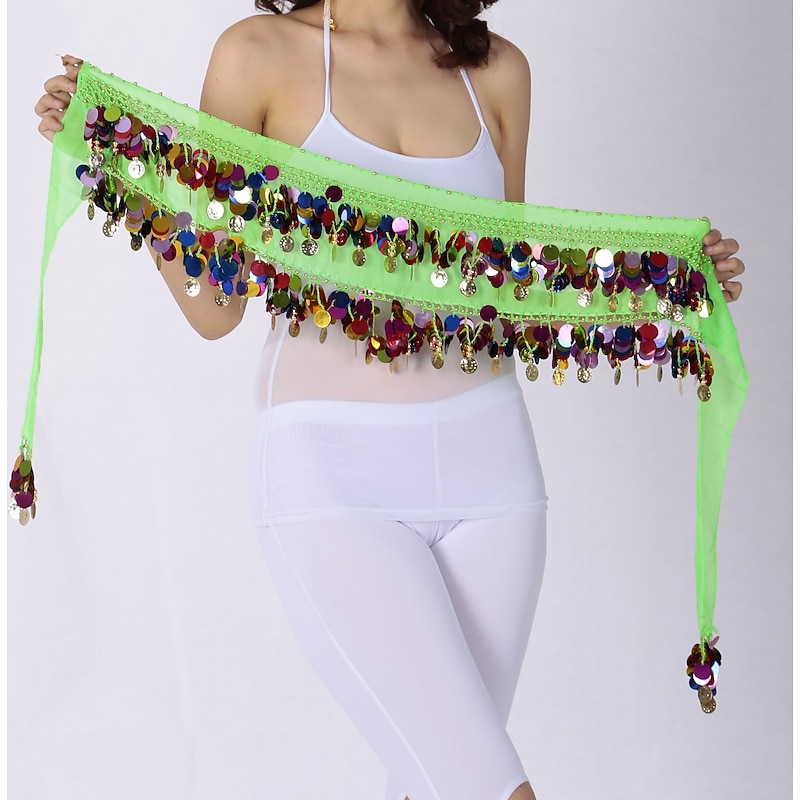 Belly Dance Hip Scarves Women's Performance Chiffon Paillette Hip Scarf4