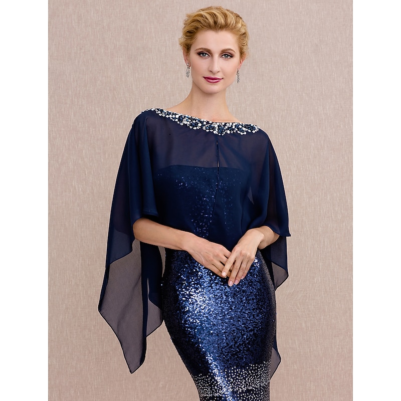 Capes Chiffon Wedding Guest / Party / Evening Women's Wrap With Buttons / Beading dress to impress3