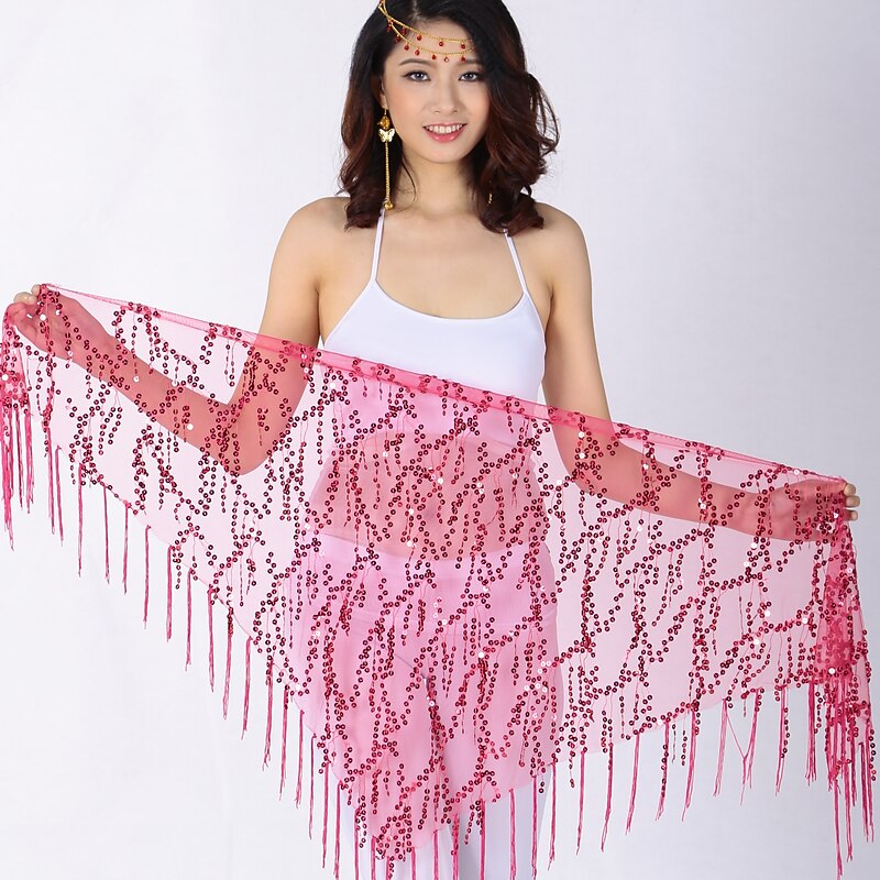 Belly Dance Hip Scarves Women's Performance Chinlon Sequin Hip Scarf Party Accessories3