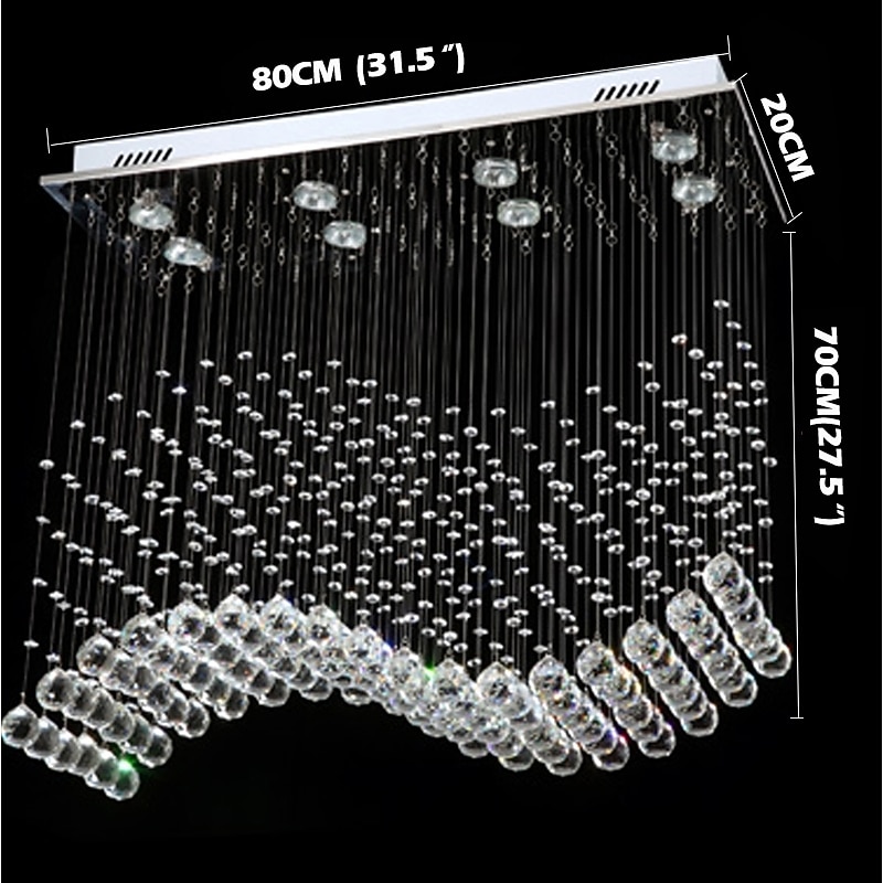 8-Light 80 cm Crystal Bulb Included Designers Chandelier Metal Crystal Electroplated Chic & Modern 110-120V 220-240V GU103