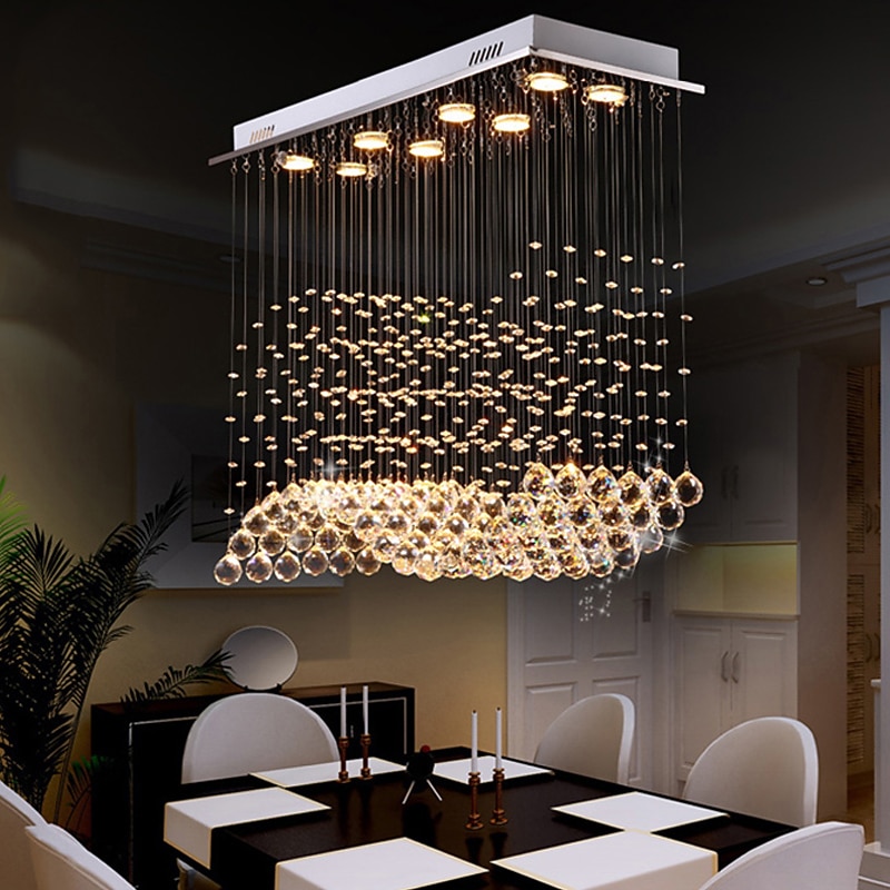 8-Light 80 cm Crystal Bulb Included Designers Chandelier Metal Crystal Electroplated Chic & Modern 110-120V 220-240V GU10