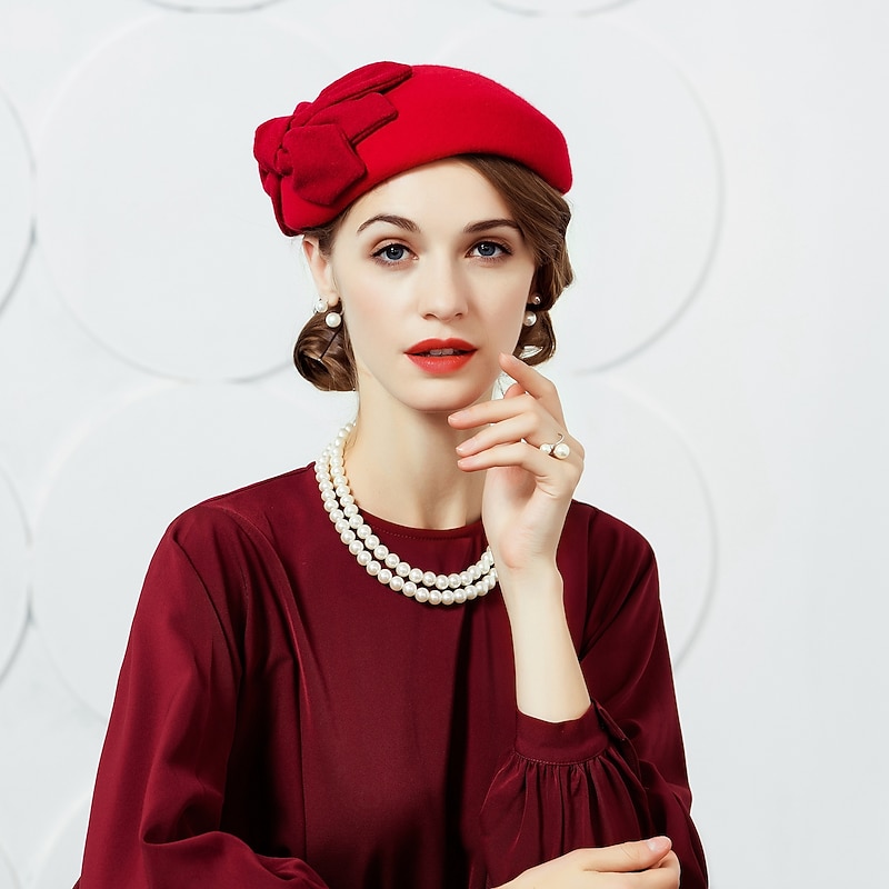 Wool Kentucky Derby Hat / Hats / Headwear with Floral 1pc Wedding / Special Occasion / Party / Evening Headpiece4