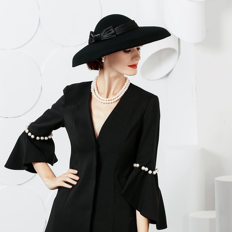Vintage Style Elegant Wool Hats / Headwear with Bow(s) 1PC Special Occasion / Party / Evening / Horse Race Headpiece dress to impress Race Day Dress4
