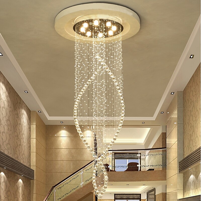 8-Light 60 cm Line Design Modern Pendant Light Crystal Bulb Included Designers Chandelier Metal Electroplated Chic Modern Living Room（Bulb not included ）