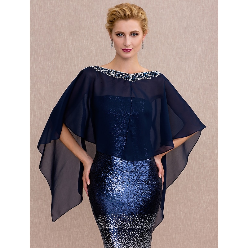Capes Chiffon Wedding Guest / Party / Evening Women's Wrap With Buttons / Beading dress to impress4