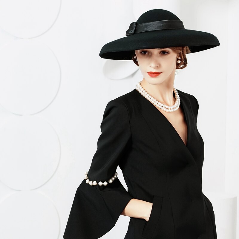 Vintage Style Elegant Wool Hats / Headwear with Bow(s) 1PC Special Occasion / Party / Evening / Horse Race Headpiece dress to impress Race Day Dress2