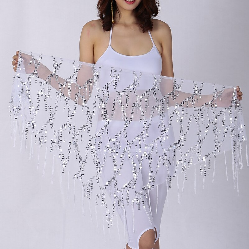 Belly Dance Hip Scarves Women's Performance Chinlon Sequin Hip Scarf Party Accessories4