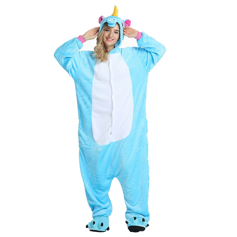 Kid's Adults' Kigurumi Pajamas Nightwear Camouflage Unicorn Flying Horse Pony Animal Onesie Pajamas Velvet Mink Cosplay For Boys Girls' Men and Women Christmas Animal Sleepwear Cartoon Festival2