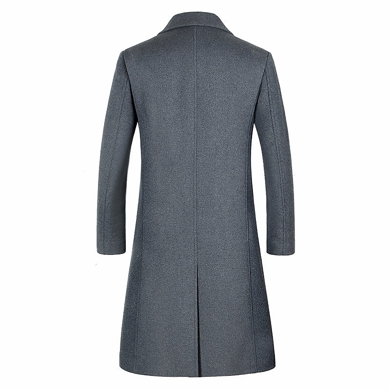 Men's Winter Coat Wool Coat Overcoat Outdoor Office Winter Fall Polyester Windproof Warm Outerwear Clothing Apparel Notch lapel collar3
