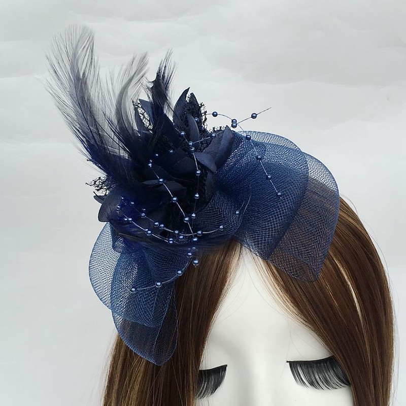 Feather / Net Fascinators Kentucky Derby Hat / Flowers with 1 Piece Wedding / Party / Evening / Horse Race Headpiece2